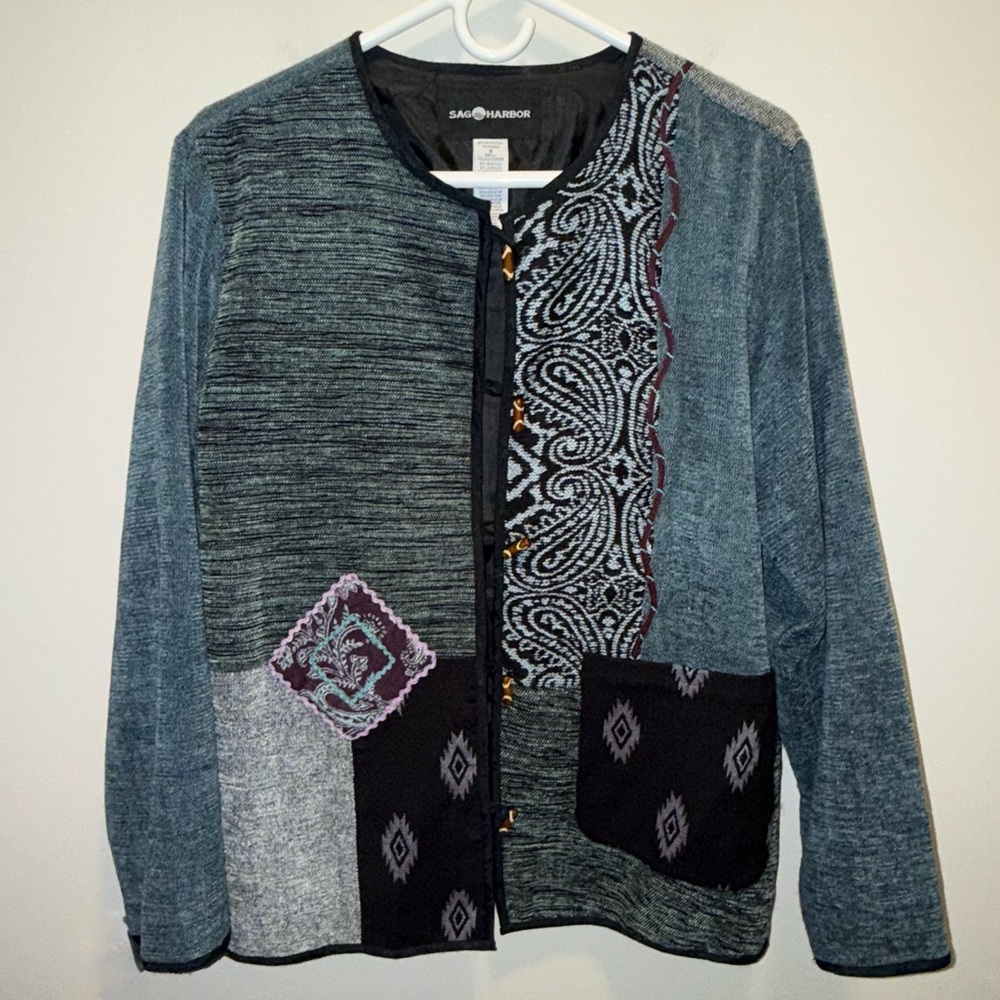Sag Harbor Multicolor Patchwork Blazer - image 1